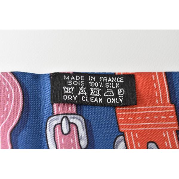 ツイリー スカーフ HERMES シルクツイル ベルトモチーフ ブルーマルチ
