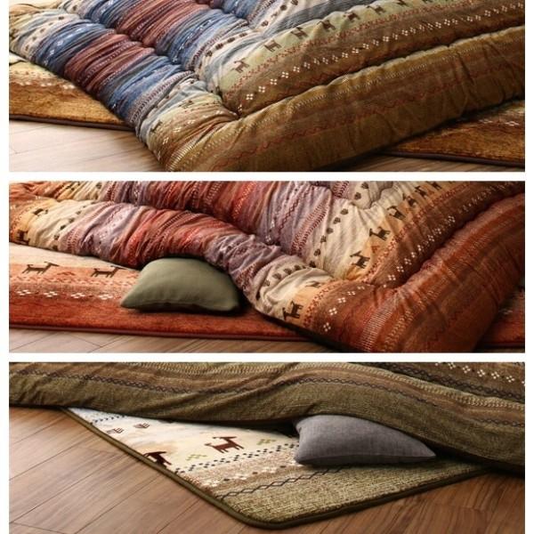 ギャッベ柄 こたつ敷布団 単品 200×300cm リビングラグ 厚さ約15mm クッション性 防音効果 オールシーズン 敷布団単品