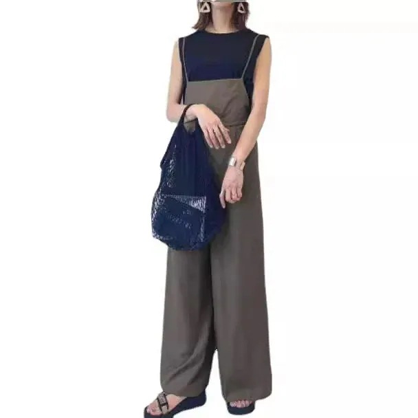 ワイドパンツ レディース オーバーオール オールインワンジェル マタニティ ロングパンツ サロペット オールインワン レディース 体型カバー サロペットパンツ 着痩せ