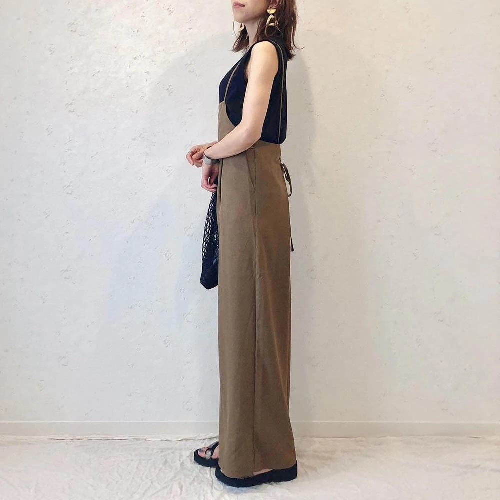 ワイドパンツ レディース オーバーオール オールインワンジェル マタニティ ロングパンツ サロペット オールインワン レディース 体型カバー サロペットパンツ 着痩せ