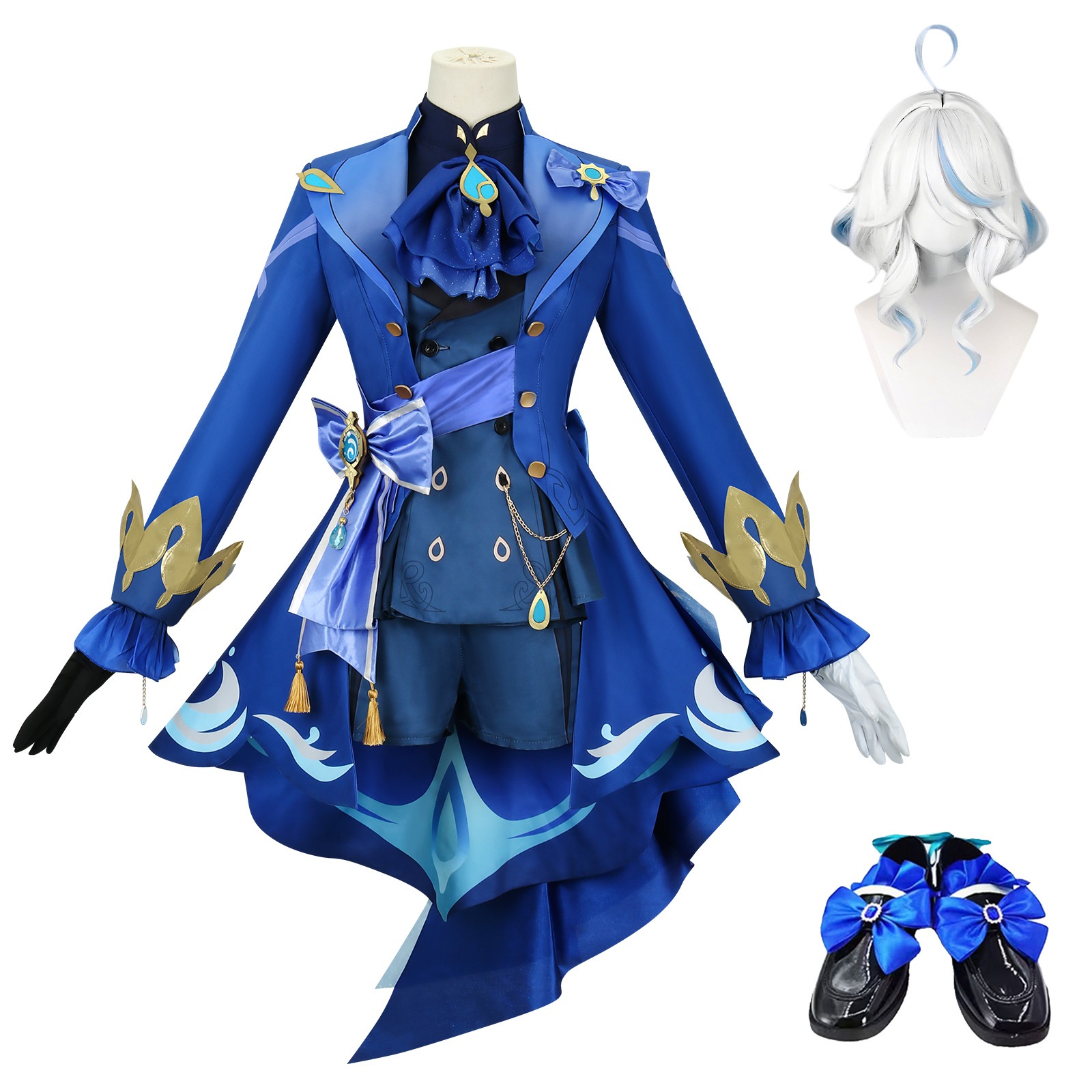 【2025新作】コスプレ 仮装元神cos服楓丹水神芙カルロス黒芙寧娜コスプレ衣装二次元アニメ イベント用品