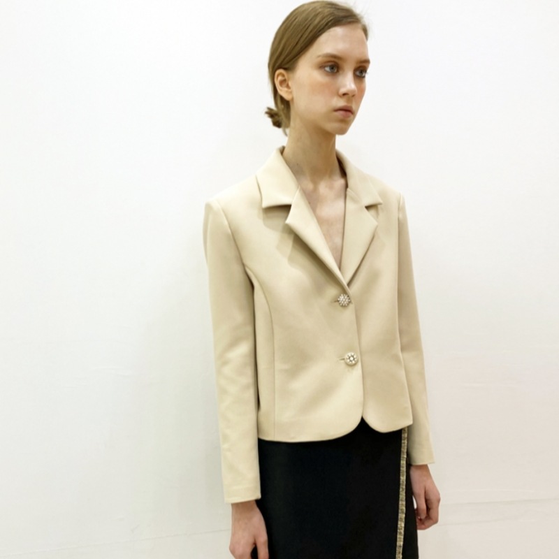 DAMAGE MNEMONICパールクロップベージュジャケット DAMAGE MNEMONICパールクロップベージュジャケット