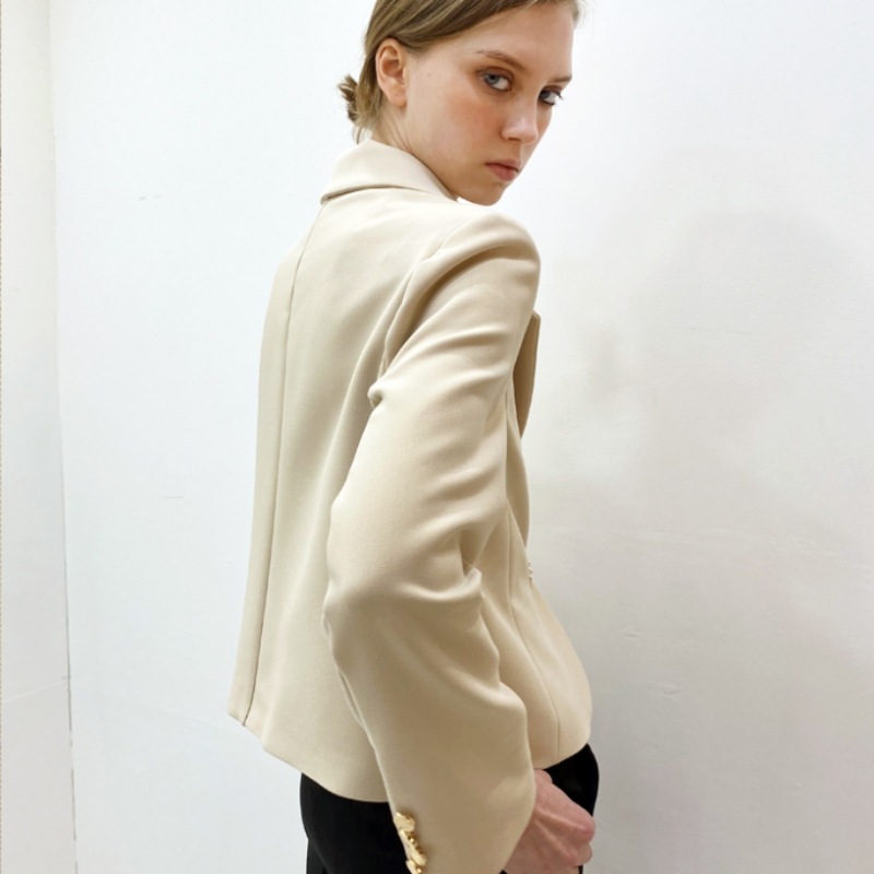 DAMAGE MNEMONICパールクロップベージュジャケット DAMAGE MNEMONICパールクロップベージュジャケット