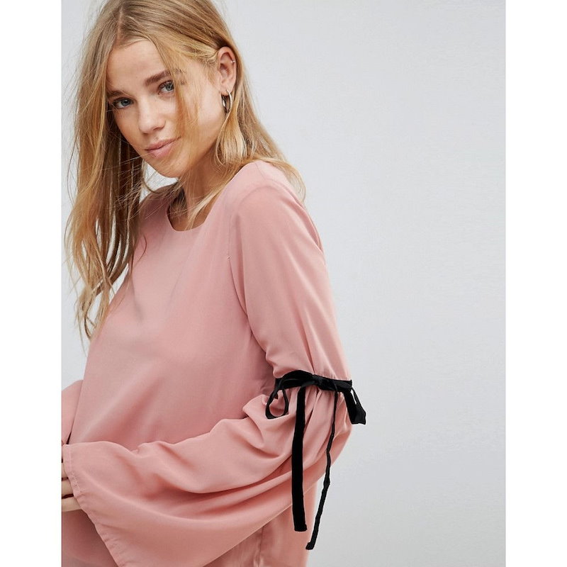 ヴェロモーダ レディース トップス【Vero Moda Tie Sleeve Top】Ash rose ヴェロモーダ レディース トップス【Vero Moda Tie Sleeve Top】Ash rose