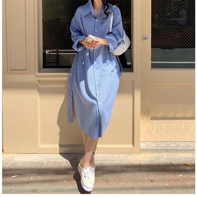 春 夏 シャツワンピ 長袖 レディース ロングシャツ オーバーサイズ ストライプ柄 ワンピース オフィス 長袖ワンピース 春 ゆったり ロングワンピ 秋 春 夏 シャツワンピ 長袖 レディース ロングシャツ オーバーサイズ ストライプ柄 ワンピース オフィス 長袖ワンピース 春 ゆったり ロングワンピ 秋