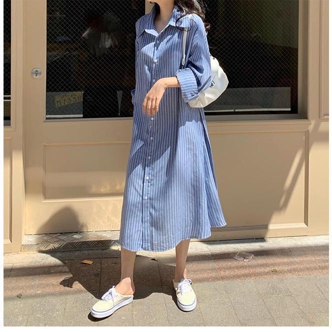 春 夏 シャツワンピ 長袖 レディース ロングシャツ オーバーサイズ ストライプ柄 ワンピース オフィス 長袖ワンピース 春 ゆったり ロングワンピ 秋 春 夏 シャツワンピ 長袖 レディース ロングシャツ オーバーサイズ ストライプ柄 ワンピース オフィス 長袖ワンピース 春 ゆったり ロングワンピ 秋