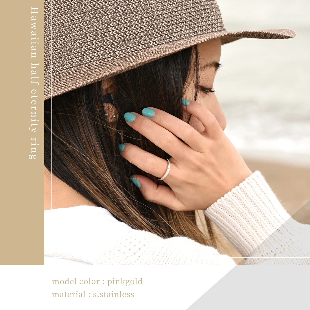 ハワイアンジュエリー キュービックジルコニア ハーフエタニティリング レディース サージカルステンレス316L 金属アレルギー対応 低アレルギー プルメリア 波 彫刻 模様 キラキラ 普段使い パーテ ハワイアンジュエリー キュービックジルコニア ハーフエタニティリング レディース サージカルステンレス316L 金属アレルギー対応 低アレルギー プルメリア 波 彫刻 模様 キラキラ 普段使い パーテ