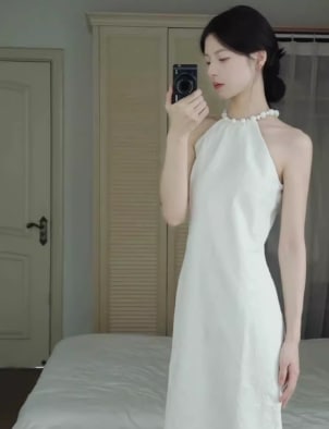 レディース スカート ドレス ノースリーブ ホルターネック タイト スリム ストレート フェミニン ウエストマーク 透け感 ヴィンテージ 薄手 ビジュー かわいい 大人可愛い きれいめ シンプル