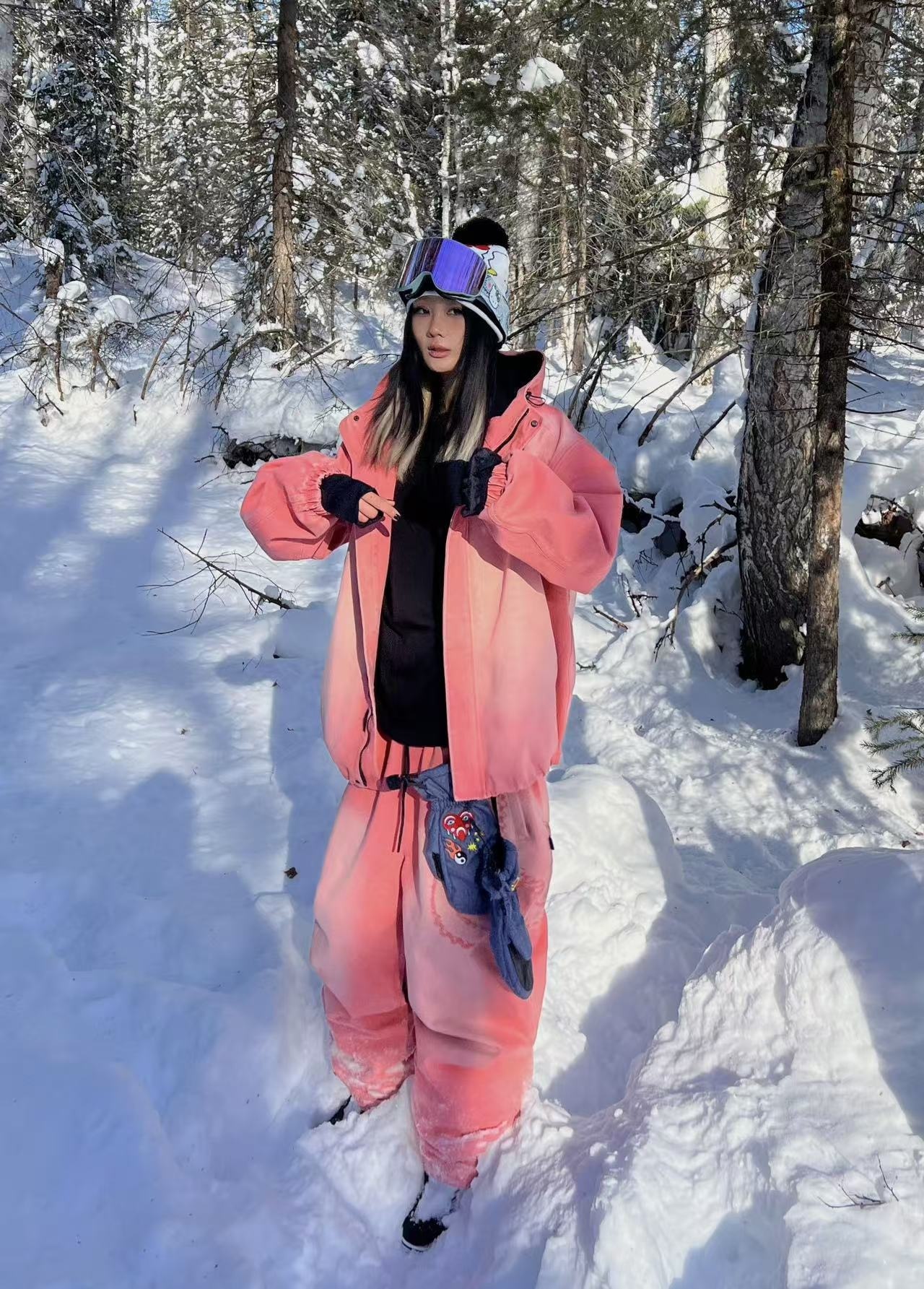 スノボウェア 2色 2025 2026 上下セット ジャケット パンツ デニム おしゃれ 防水 防風 防雪 保温 韓国風 メンズ レディース スノーボードウェア スノーウェア スキーウェア 青 ピンク