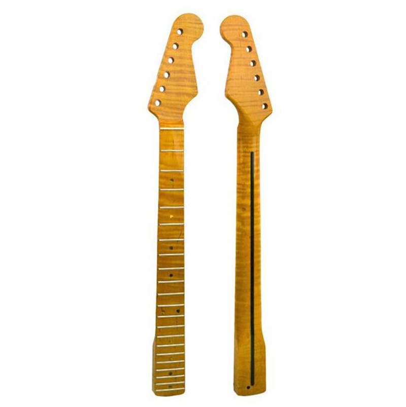 トラ杢メイプルネック STストラトタイプ交換用ネック ギターパーツ ギターネック トラ杢ネック 21フレット グロス　MU1669