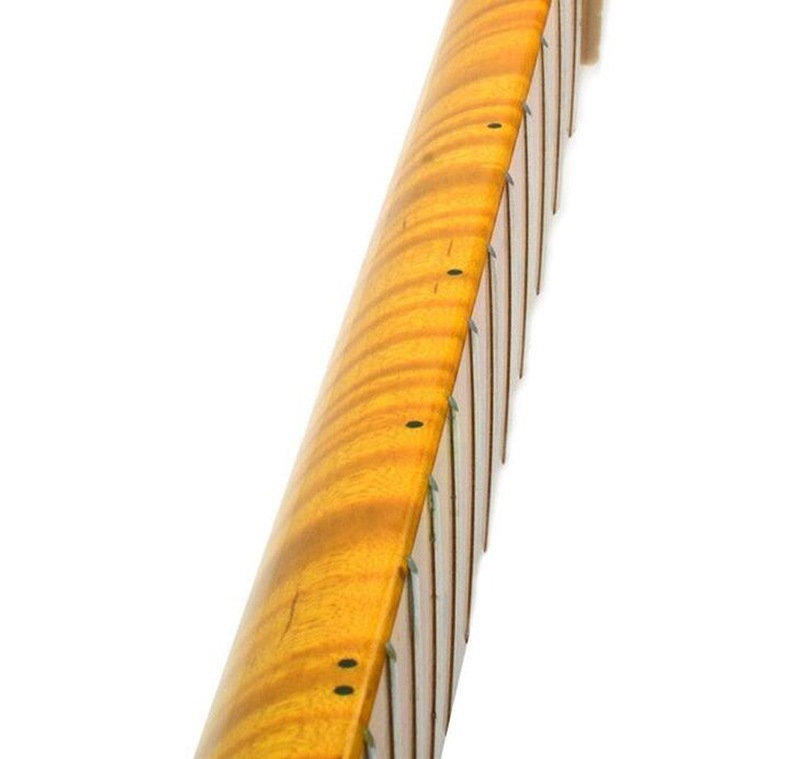 トラ杢メイプルネック STストラトタイプ交換用ネック ギターパーツ ギターネック トラ杢ネック 21フレット グロス　MU1669