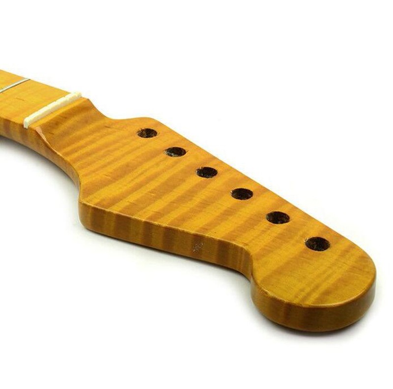 トラ杢メイプルネック STストラトタイプ交換用ネック ギターパーツ ギターネック トラ杢ネック 21フレット グロス　MU1669