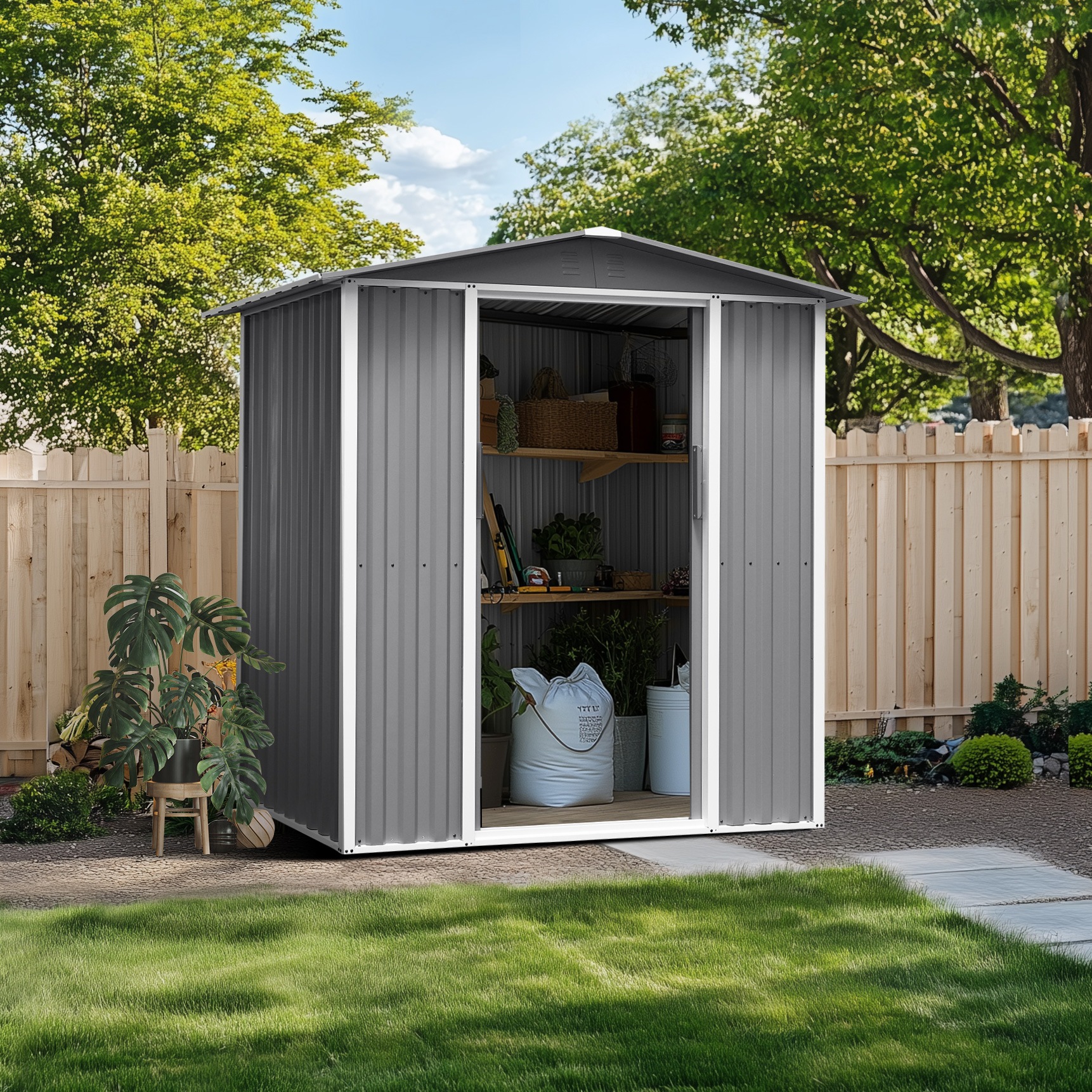 【国内出荷】物置 屋外 スチール 倉庫 戸外収納庫 幅180*奥行き120*高185 物置き おしゃれ 大型 収納庫 屋外物置 防さび ベランダ 防水 ドア 引戸 スチール物置 屋外収納 ガーデニング 【国内出荷】物置 屋外 スチール 倉庫 戸外収納庫 幅180*奥行き120*高185 物置き おしゃれ 大型 収納庫 屋外物置 防さび ベランダ 防水 ドア 引戸 スチール物置 屋外収納 ガーデニング