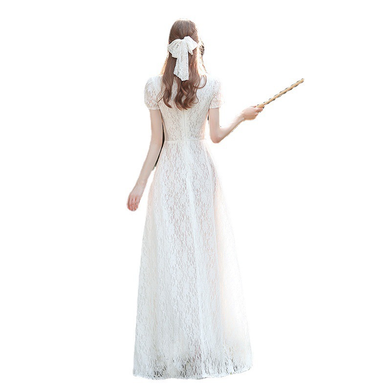 フランスの軽いウェディングドレス春の新しい花嫁の白いレースのシンプルな小柄な迎賓ドレス フランスの軽いウェディングドレス春の新しい花嫁の白いレースのシンプルな小柄な迎賓ドレス