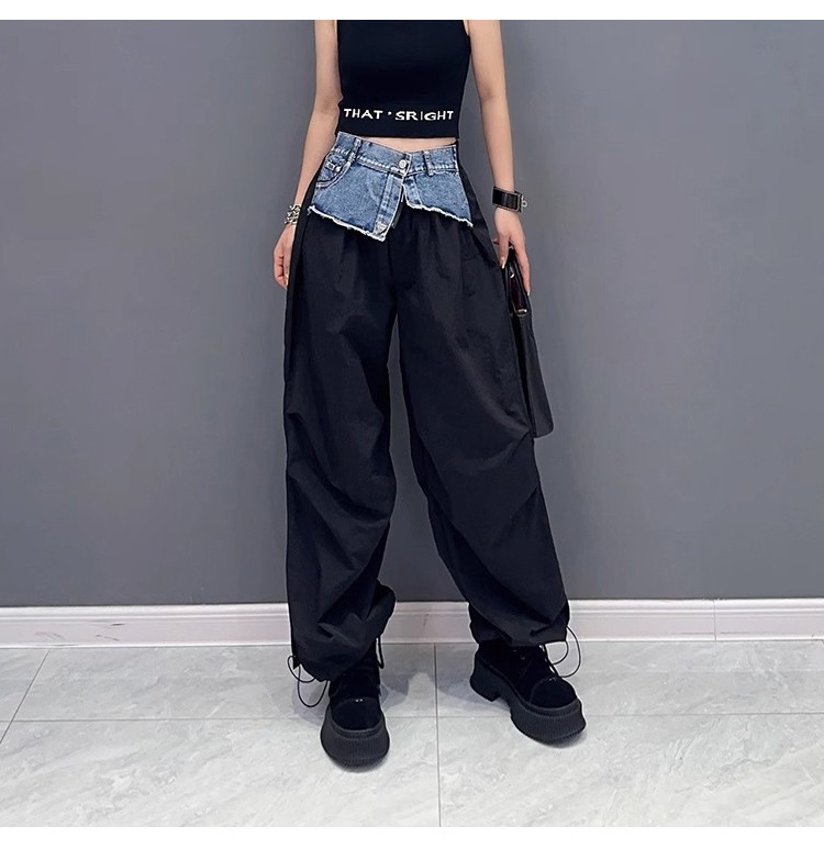 ひんやりボトムス 【Flower.N】 ストリート / プリーツ / デニム / スプライシング / ワークパンツ / レディース / 春秋物 / 新作 / ゆったり / 細身 / 色違い / 海外物