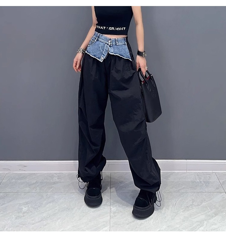 ひんやりボトムス 【Flower.N】 ストリート / プリーツ / デニム / スプライシング / ワークパンツ / レディース / 春秋物 / 新作 / ゆったり / 細身 / 色違い / 海外物