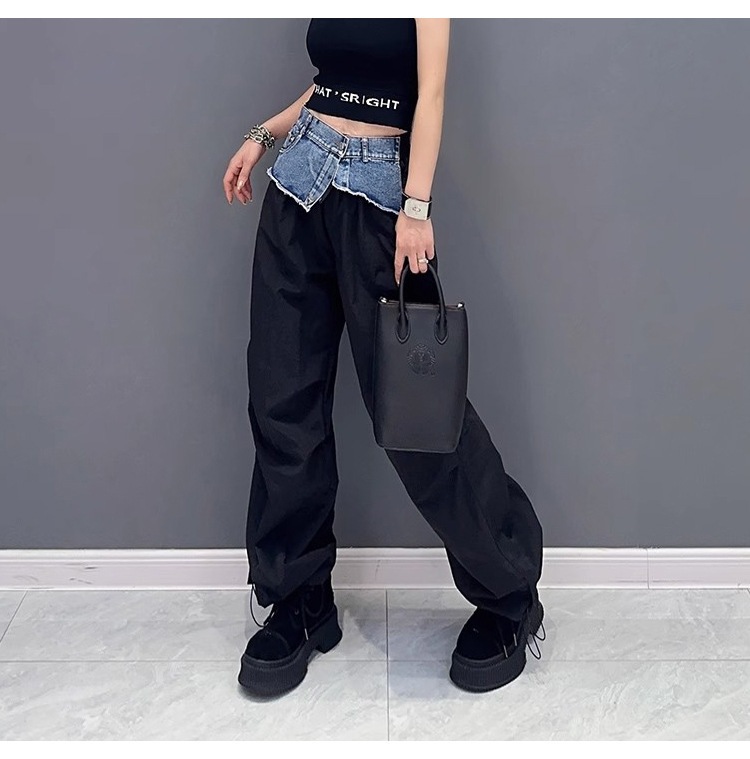 ひんやりボトムス 【Flower.N】 ストリート / プリーツ / デニム / スプライシング / ワークパンツ / レディース / 春秋物 / 新作 / ゆったり / 細身 / 色違い / 海外物