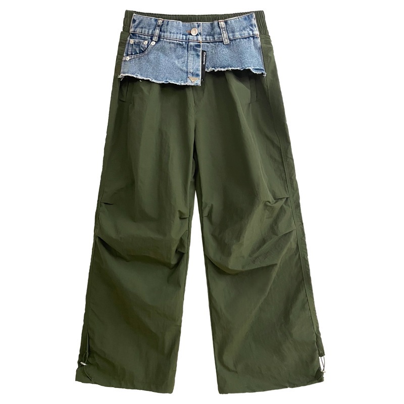 ひんやりボトムス 【Flower.N】 ストリート / プリーツ / デニム / スプライシング / ワークパンツ / レディース / 春秋物 / 新作 / ゆったり / 細身 / 色違い / 海外物