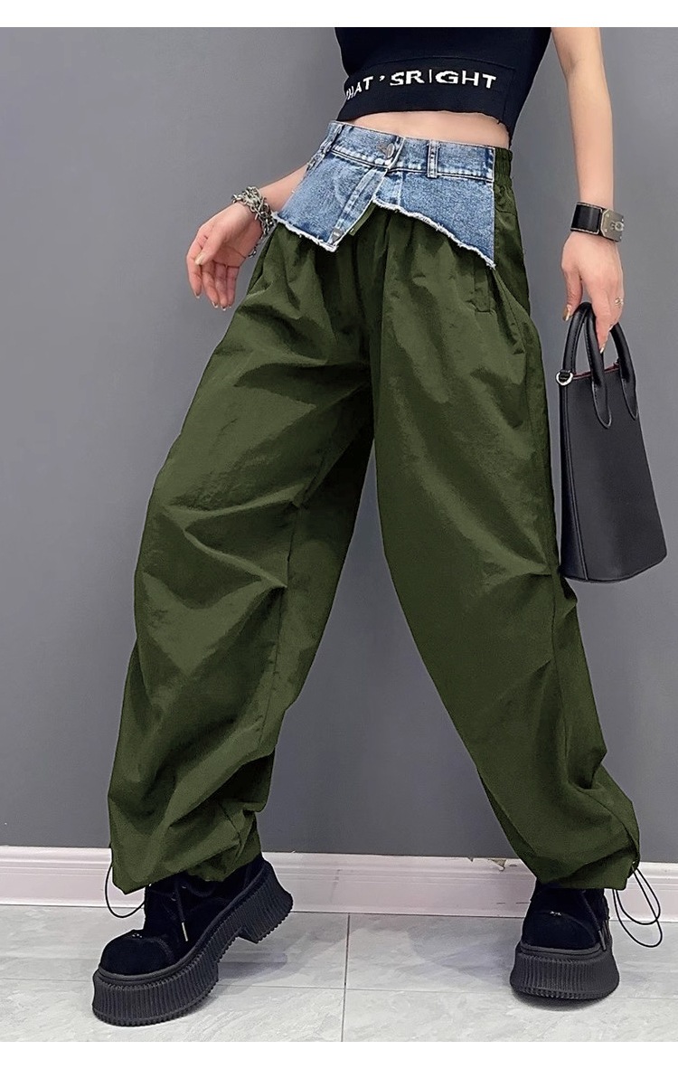 ひんやりボトムス 【Flower.N】 ストリート / プリーツ / デニム / スプライシング / ワークパンツ / レディース / 春秋物 / 新作 / ゆったり / 細身 / 色違い / 海外物