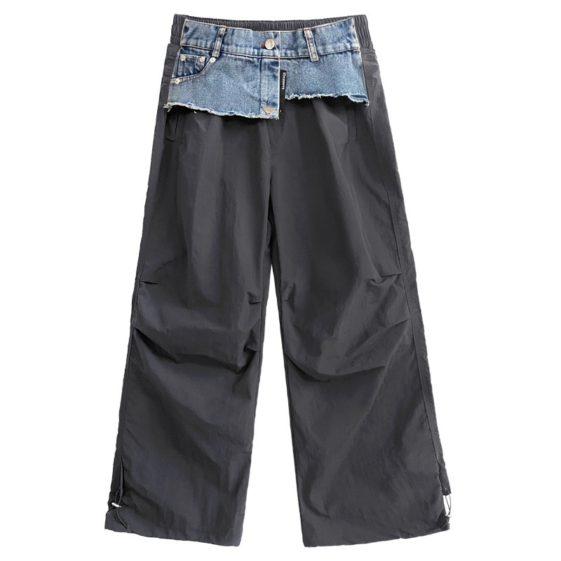 ひんやりボトムス 【Flower.N】 ストリート / プリーツ / デニム / スプライシング / ワークパンツ / レディース / 春秋物 / 新作 / ゆったり / 細身 / 色違い / 海外物