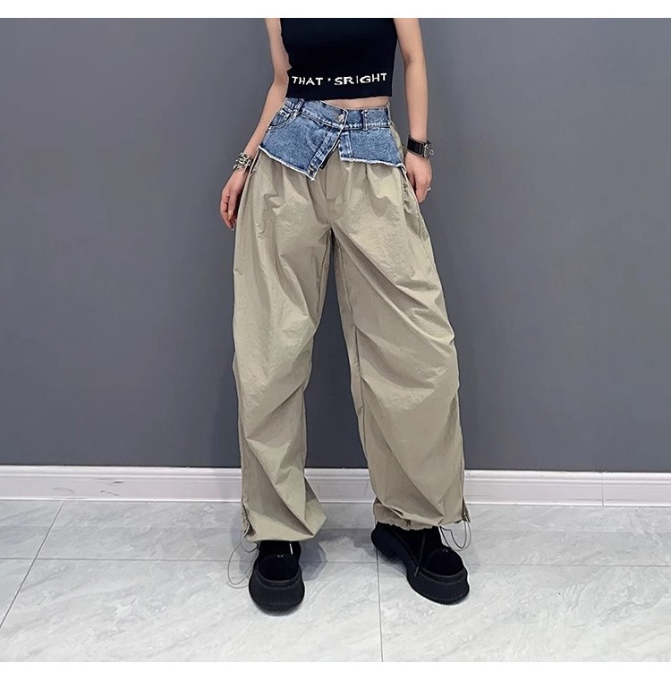 ひんやりボトムス 【Flower.N】 ストリート / プリーツ / デニム / スプライシング / ワークパンツ / レディース / 春秋物 / 新作 / ゆったり / 細身 / 色違い / 海外物