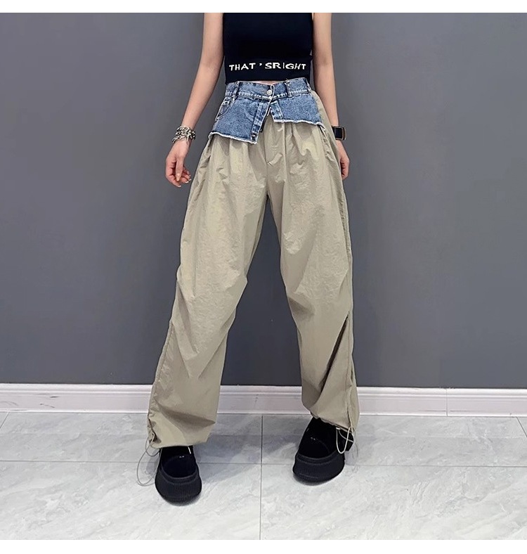 ひんやりボトムス 【Flower.N】 ストリート / プリーツ / デニム / スプライシング / ワークパンツ / レディース / 春秋物 / 新作 / ゆったり / 細身 / 色違い / 海外物