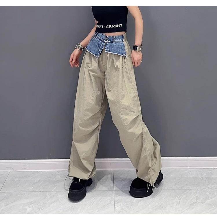 ひんやりボトムス 【Flower.N】 ストリート / プリーツ / デニム / スプライシング / ワークパンツ / レディース / 春秋物 / 新作 / ゆったり / 細身 / 色違い / 海外物