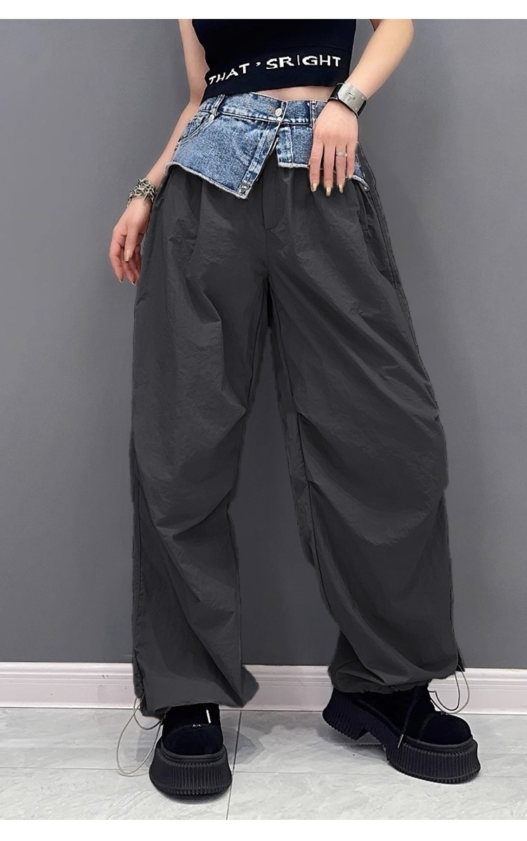 ひんやりボトムス 【Flower.N】 ストリート / プリーツ / デニム / スプライシング / ワークパンツ / レディース / 春秋物 / 新作 / ゆったり / 細身 / 色違い / 海外物