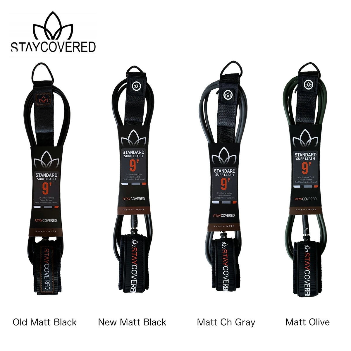 スティカバード サーフボード リーシュコード スタンダードリーシュ 9フィート 6.6ミリ アンクル STAY COVERED LEASH STANDARD Ankle 足首 Made in USA
