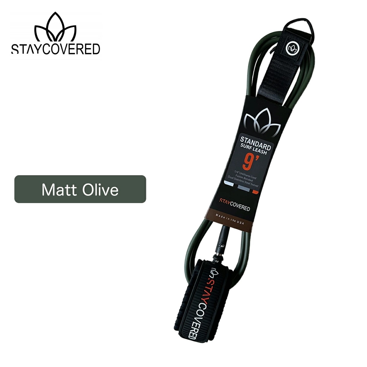 スティカバード サーフボード リーシュコード スタンダードリーシュ 9フィート 6.6ミリ アンクル STAY COVERED LEASH STANDARD Ankle 足首 Made in USA