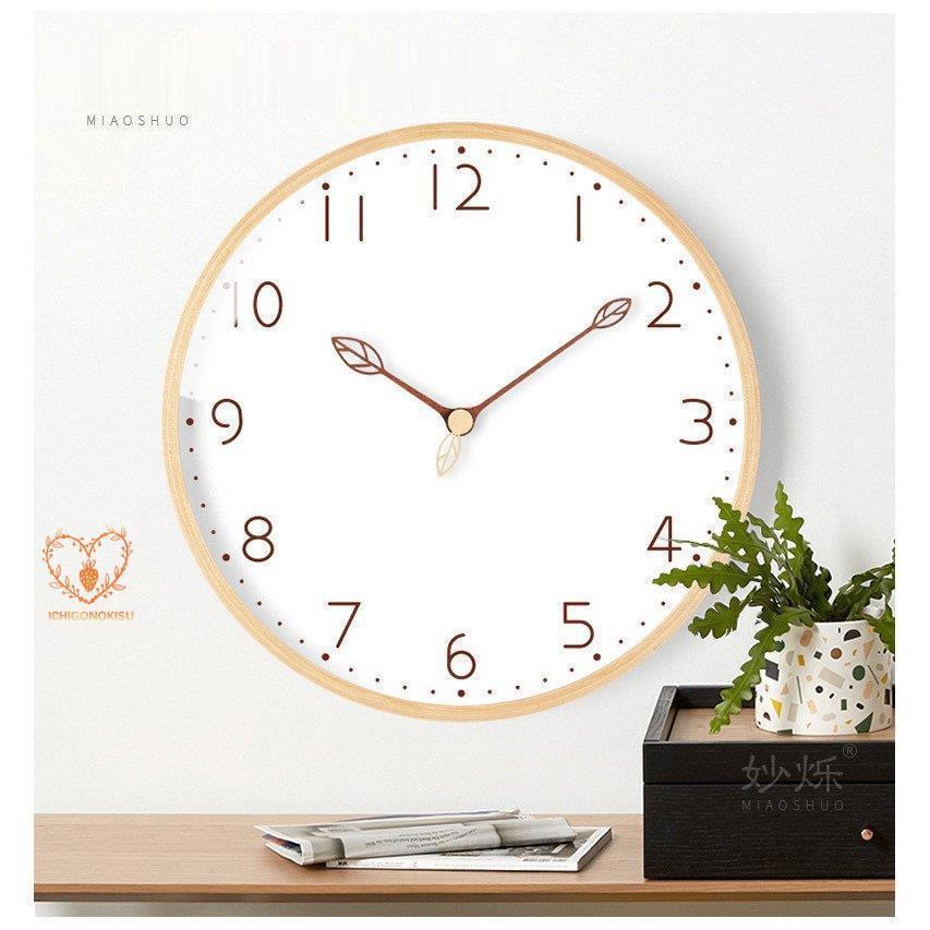 時計 天然木製 葉 12インチ 14インチ 壁掛け 北欧 おしゃれ オシャレ 壁掛け時計 壁掛け 見やすい シンプル インテリア 乾電池 掛時計 時計 おしゃれ 北欧 木製