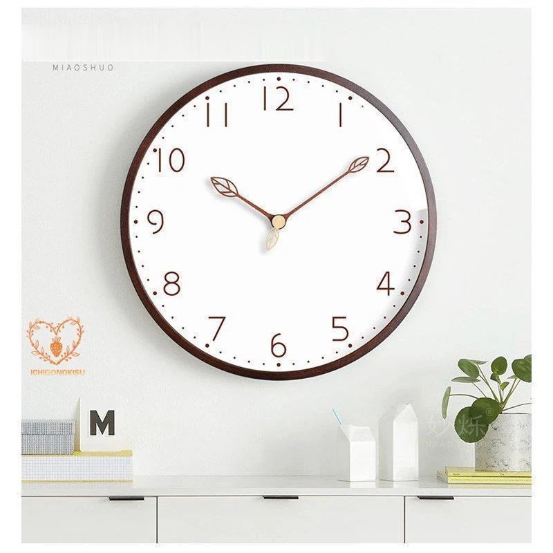 時計 天然木製 葉 12インチ 14インチ 壁掛け 北欧 おしゃれ オシャレ 壁掛け時計 壁掛け 見やすい シンプル インテリア 乾電池 掛時計 時計 おしゃれ 北欧 木製