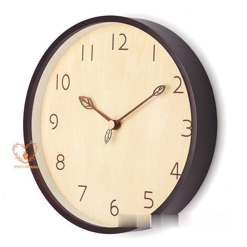 時計 天然木製 葉 12インチ 14インチ 壁掛け 北欧 おしゃれ オシャレ 壁掛け時計 壁掛け 見やすい シンプル インテリア 乾電池 掛時計 時計 おしゃれ 北欧 木製