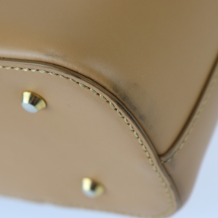 BURBERRY バーバリー ハンドバッグ YD 4351 09 トートバッグ レザー キャメル系 ゴールド金具 ショルダーバッグ 本物保証 中古