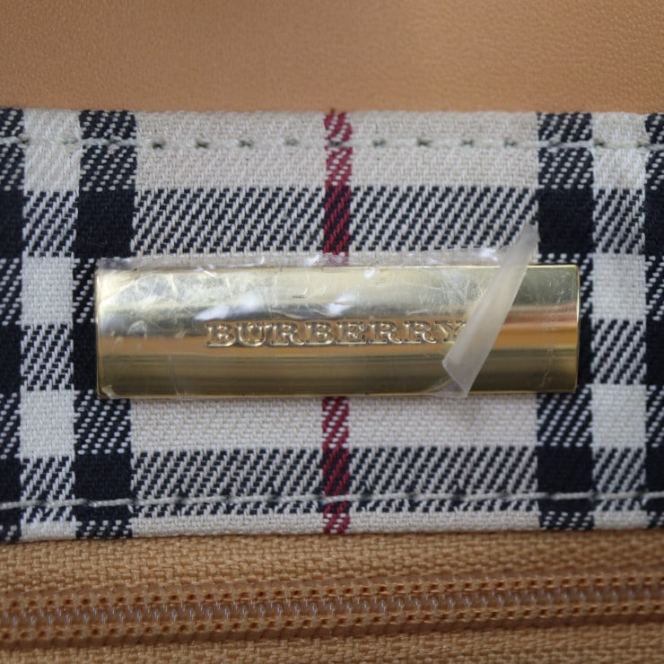 BURBERRY バーバリー ハンドバッグ YD 4351 09 トートバッグ レザー キャメル系 ゴールド金具 ショルダーバッグ 本物保証 中古