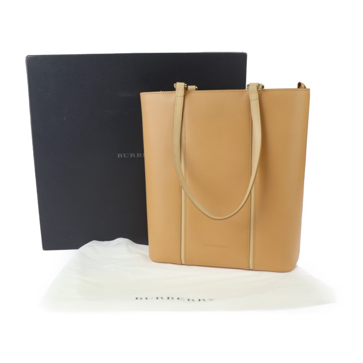 BURBERRY バーバリー ハンドバッグ YD 4351 09 トートバッグ レザー キャメル系 ゴールド金具 ショルダーバッグ 本物保証 中古