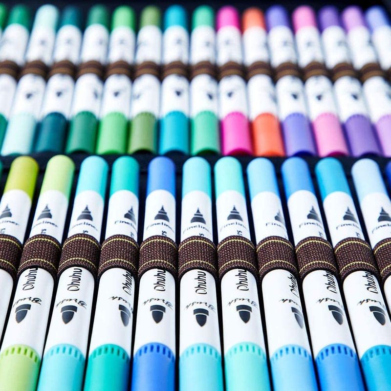 大切な人へのギフト探し アートマーカーペン 100色 イラス 鮮やか ブラッシュ ふで極細 ふでタイプ 水性 水彩ペン 筆先 筆記具