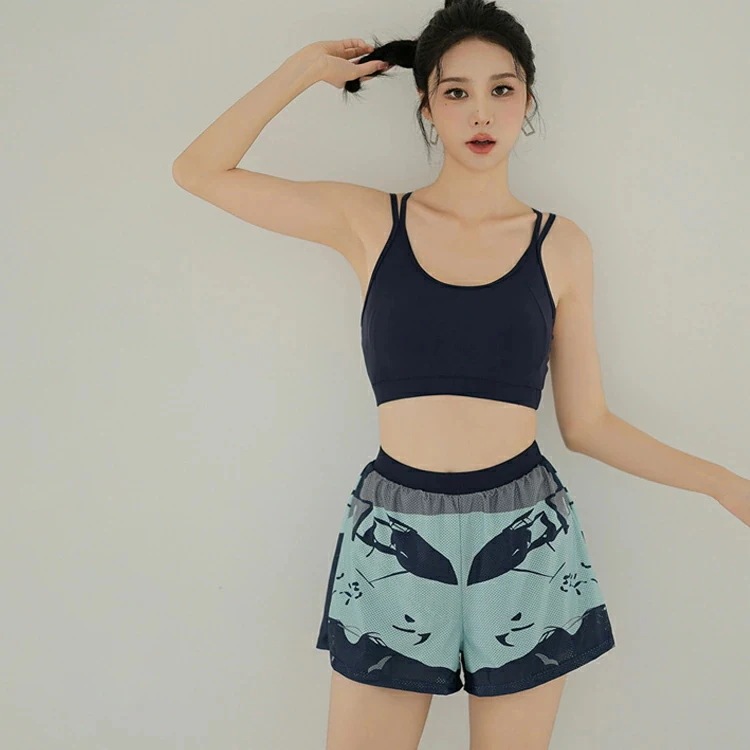 水着 レディース 3点セット 露出控え 体型カバー 中学生 高校生 女子 セパレート 大人 女の子 ラッシュガード キャミソール ショートパンツ付き タンキニ ビキニ スポーツ 運動着 日焼け止め パ