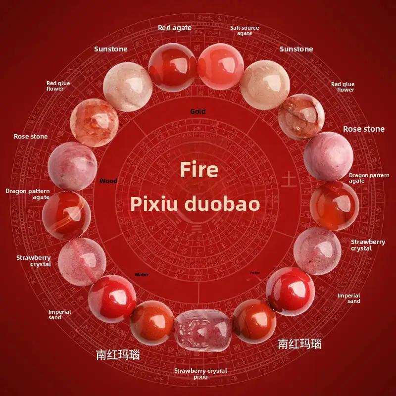 幸運の火の要素クリスタルブレスレット天然瑪瑙サウスレッド瑪瑙マルチトレジャーペコ五要素ブレスレット 幸運の火の要素クリスタルブレスレット天然瑪瑙サウスレッド瑪瑙マルチトレジャーペコ五要素ブレスレット