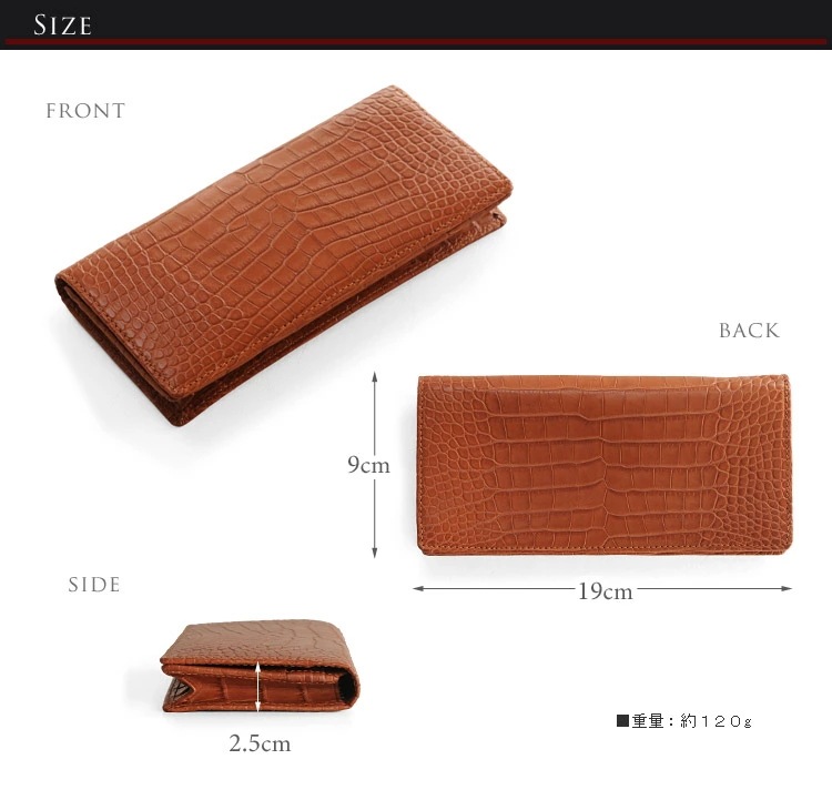 アリゲーター 長財布 メンズ 本革 ワニ革 マット 加工 センター取り 無双 束入れ 紙幣入れ 財布 ウォレット 鰐革 長サイフ 鰐 革 クロコダイル好きに アリゲーターを内側 プレゼント ギフト(0