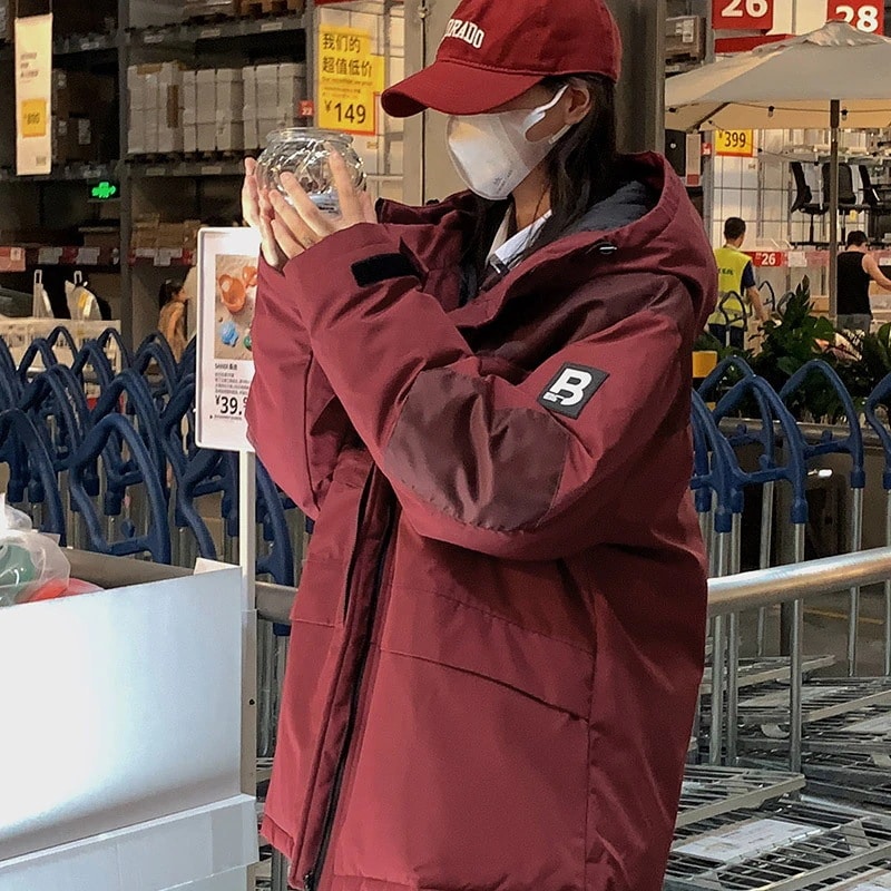 冬 軽量 暖かい 厚手 中綿コート カジュアル 通学 男女兼用 フード付き アウター レディース アウター ファーカラー 裏起毛 ジャケットダウン混綿ジャケット 福袋77