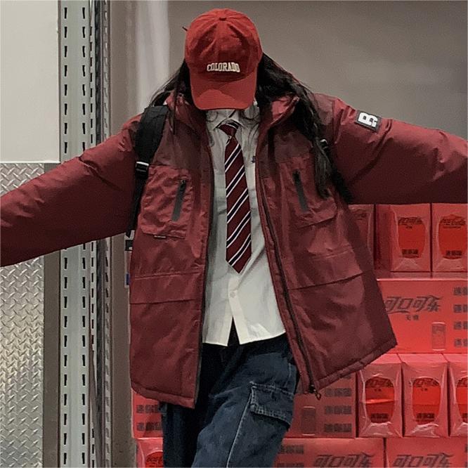 冬 軽量 暖かい 厚手 中綿コート カジュアル 通学 男女兼用 フード付き アウター レディース アウター ファーカラー 裏起毛 ジャケットダウン混綿ジャケット 福袋77