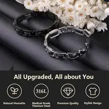 ARADOO チタン鋼ヘマタイト磁気ブレスレット男性用ステンレス鋼リンクブレスレット ARADOO チタン鋼ヘマタイト磁気ブレスレット男性用ステンレス鋼リンクブレスレット