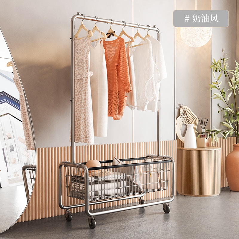 床置き型衣類乾燥ラック床置き型寝室用衣類ハンガーモバイルコートラックバルコニー収納衣類可動式収納ラック