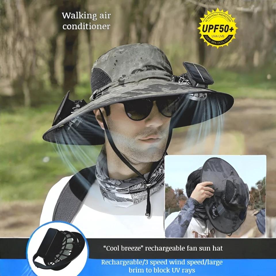 夏用紫外線防止サンシェード屋外釣り保護日焼け止めダブル調節可能なソーラーファンハット漁師帽子 夏用紫外線防止サンシェード屋外釣り保護日焼け止めダブル調節可能なソーラーファンハット漁師帽子