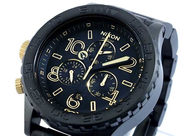 2年保証NIXON 腕時計ニクソン 腕時計 クロノグラフ THE 42-20 A0371041 CHRONO マットブラックゴールドクロノ  A037-1041 ユニセックス
