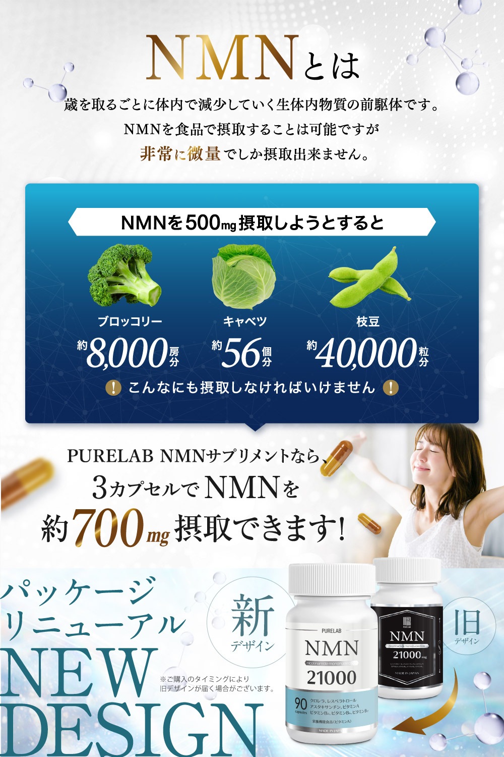 NMN サプリメント 21000mg （1日に700mg） 大容量 90カプセル サプリ nmnサプリ アンチエイジング アスタキサンチン 純国産 約30日分 1日3粒