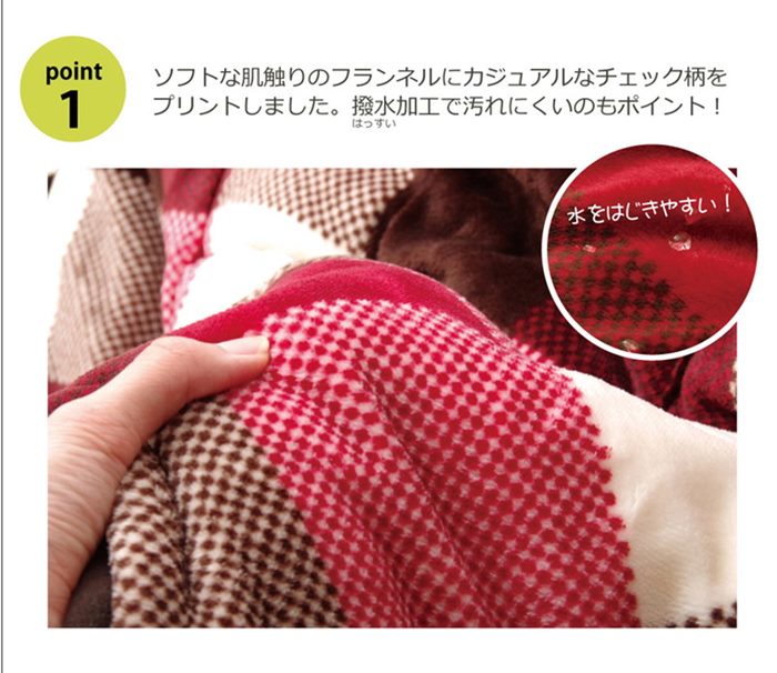 こたつ布団 掛けふとん 省スペース 正方形 180x180cm 薄掛け 薄手 撥水加工 チェック柄 先染めジャガード