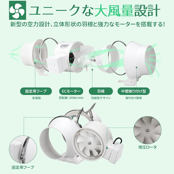 Qoo10] ダクトファン Φ150mm ダクト用換気