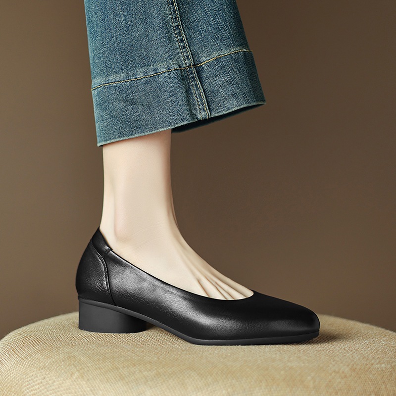 2025年春ライトラグジュアリーシープスキンおばあちゃんの靴を尖らせるつま先の厚いヒールルルルルルルルルル靴汎用ハイヒール女性 r n2 2025年春ライトラグジュアリーシープスキンおばあちゃんの靴を尖らせるつま先の厚いヒールルルルルルルルルル靴汎用ハイヒール女性 r n2